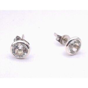 925 Sterling Silver Faceted Crystal Stud Earring Butterfly Closure